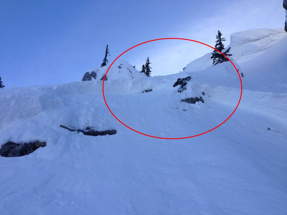 Avalanche - Dogleg Chute north of Bridger Bowl Avalanche - Dogleg Chute north of Bridger Bowl